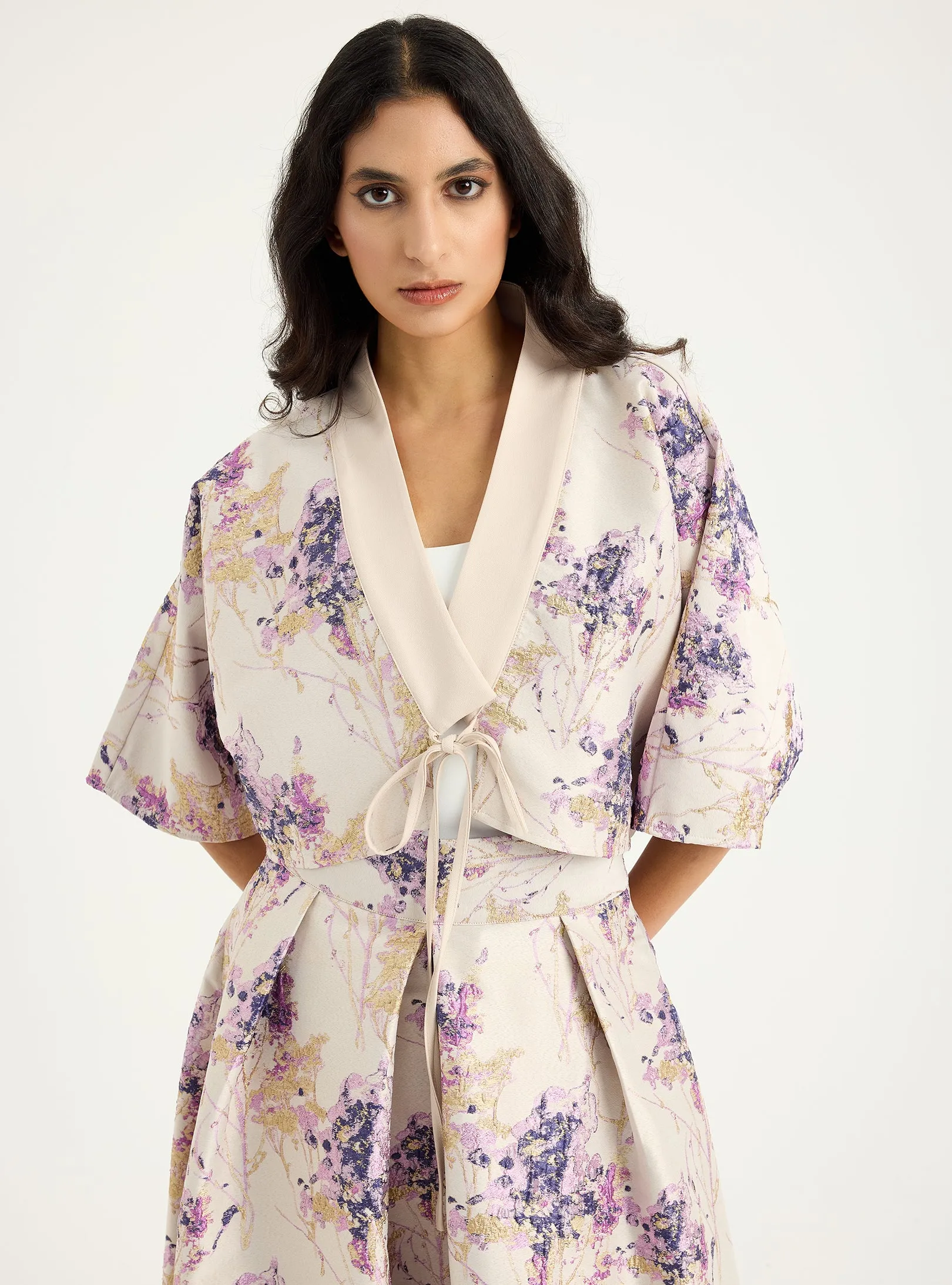 Floral Jacquard Jacket & Skirt Set