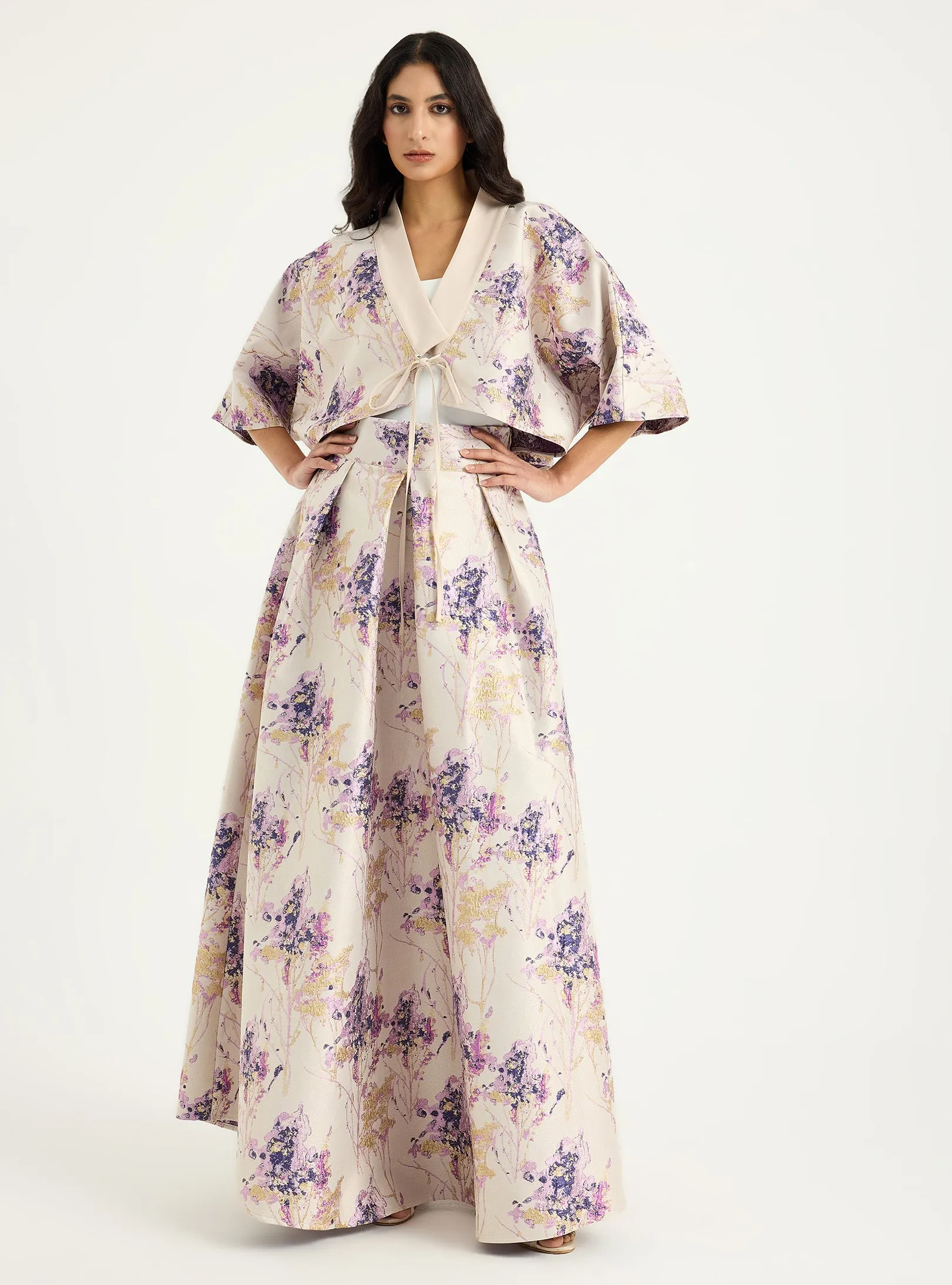 Floral Jacquard Jacket & Skirt Set
