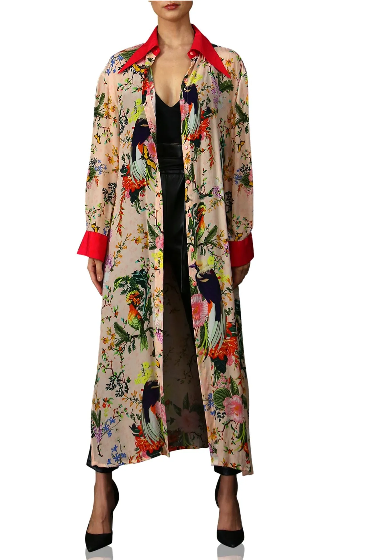 Floral Print Midi Shirt Dress