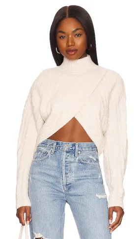 For Love & Lemons Amelia Cross Front Turtleneck in Cream