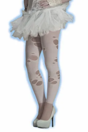 Ghost White Tattered Costume Leggings Adult