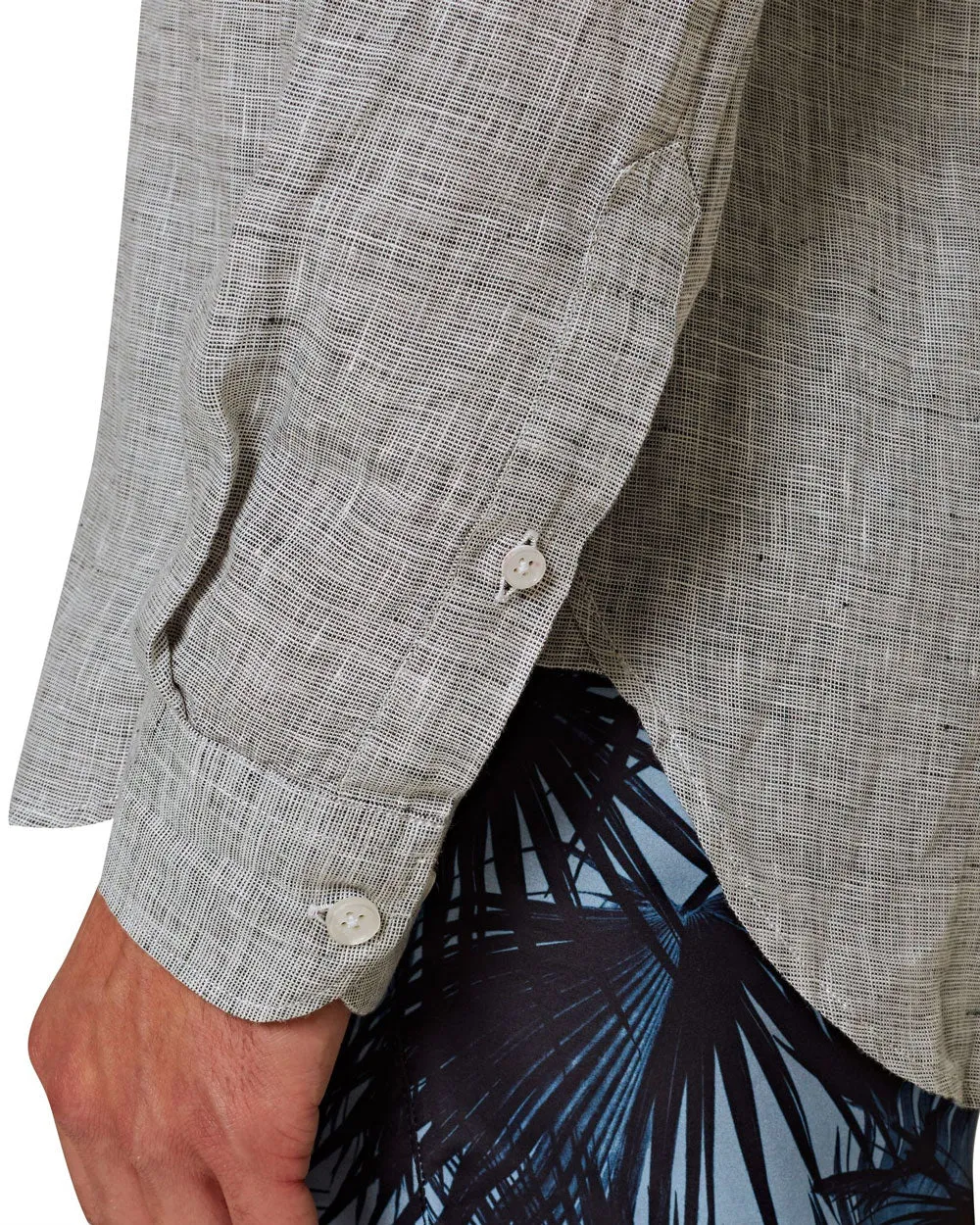 Giles Linen Tailored Fit Shirt in Storm Grey