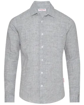 Giles Linen Tailored Fit Shirt in Storm Grey