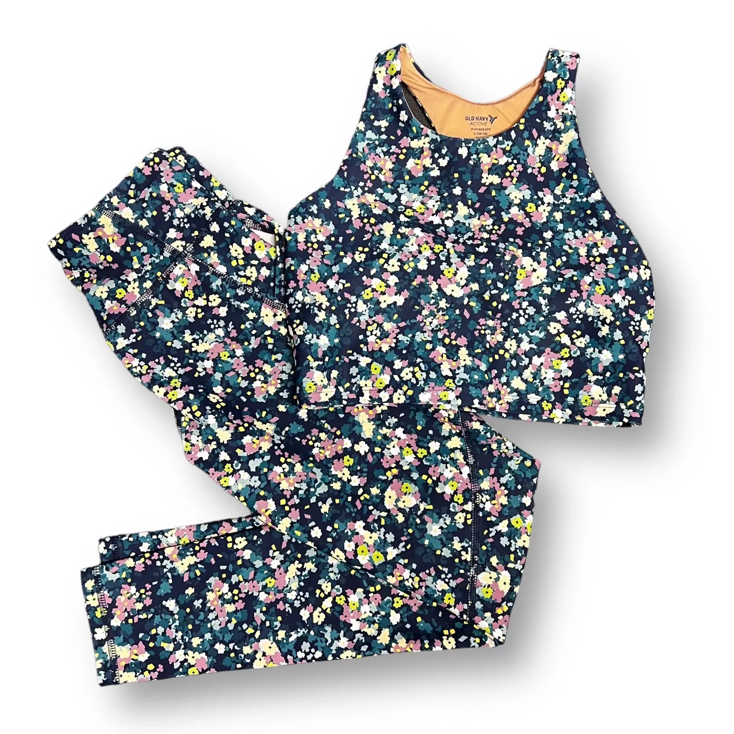 Girls Old Navy Size 10/12 YMD Floral Print Athletic 2-Pc Sports Top & Leggings