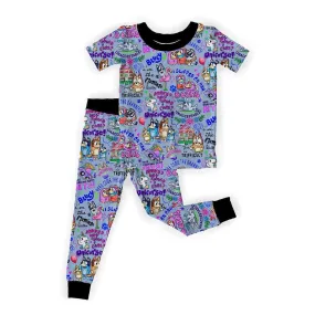 Grannies Blue Dog Two Piece Lounge Set w/ Leggings Style Pants! Fav Sayings!