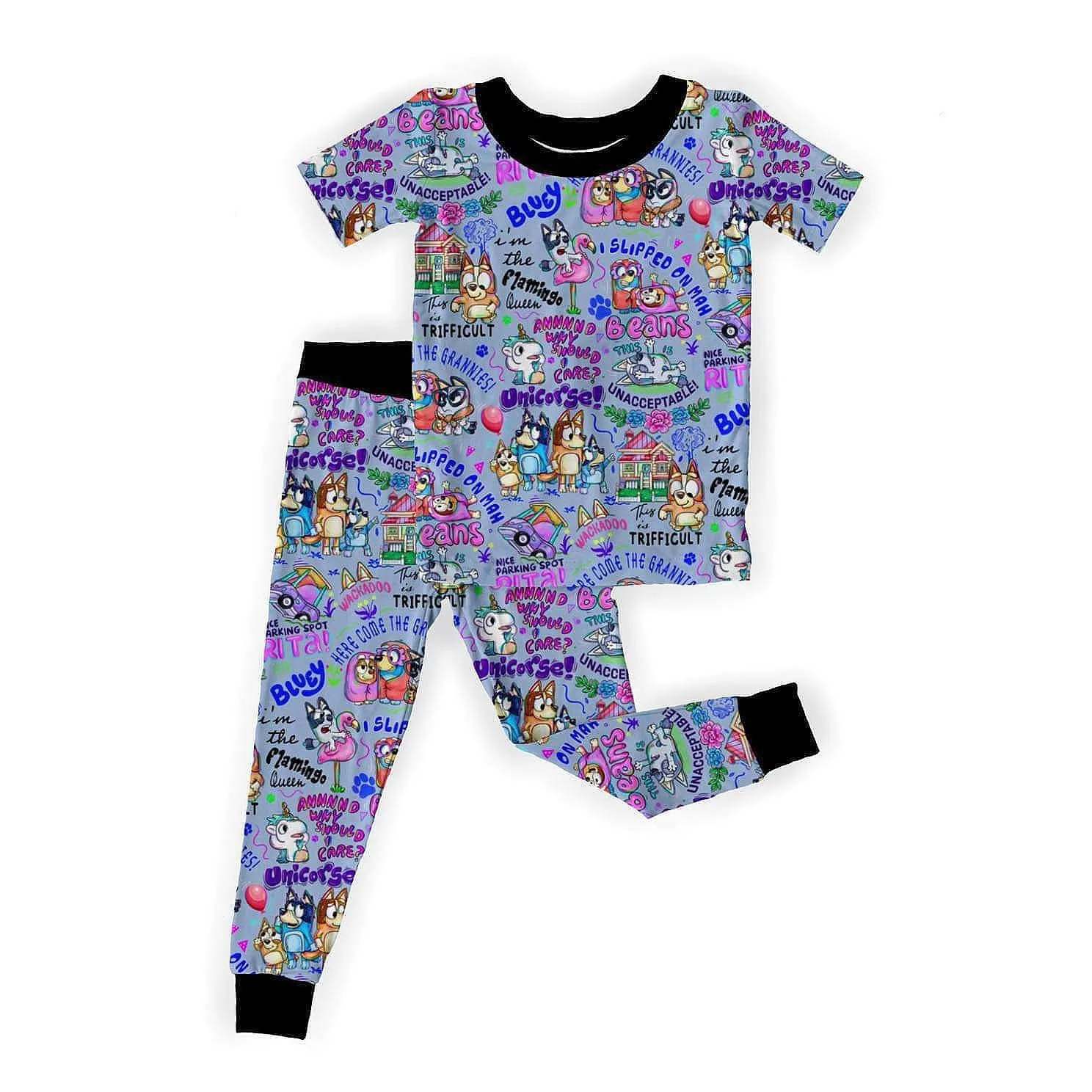 Grannies Blue Dog Two Piece Lounge Set w/ Leggings Style Pants! Fav Sayings!
