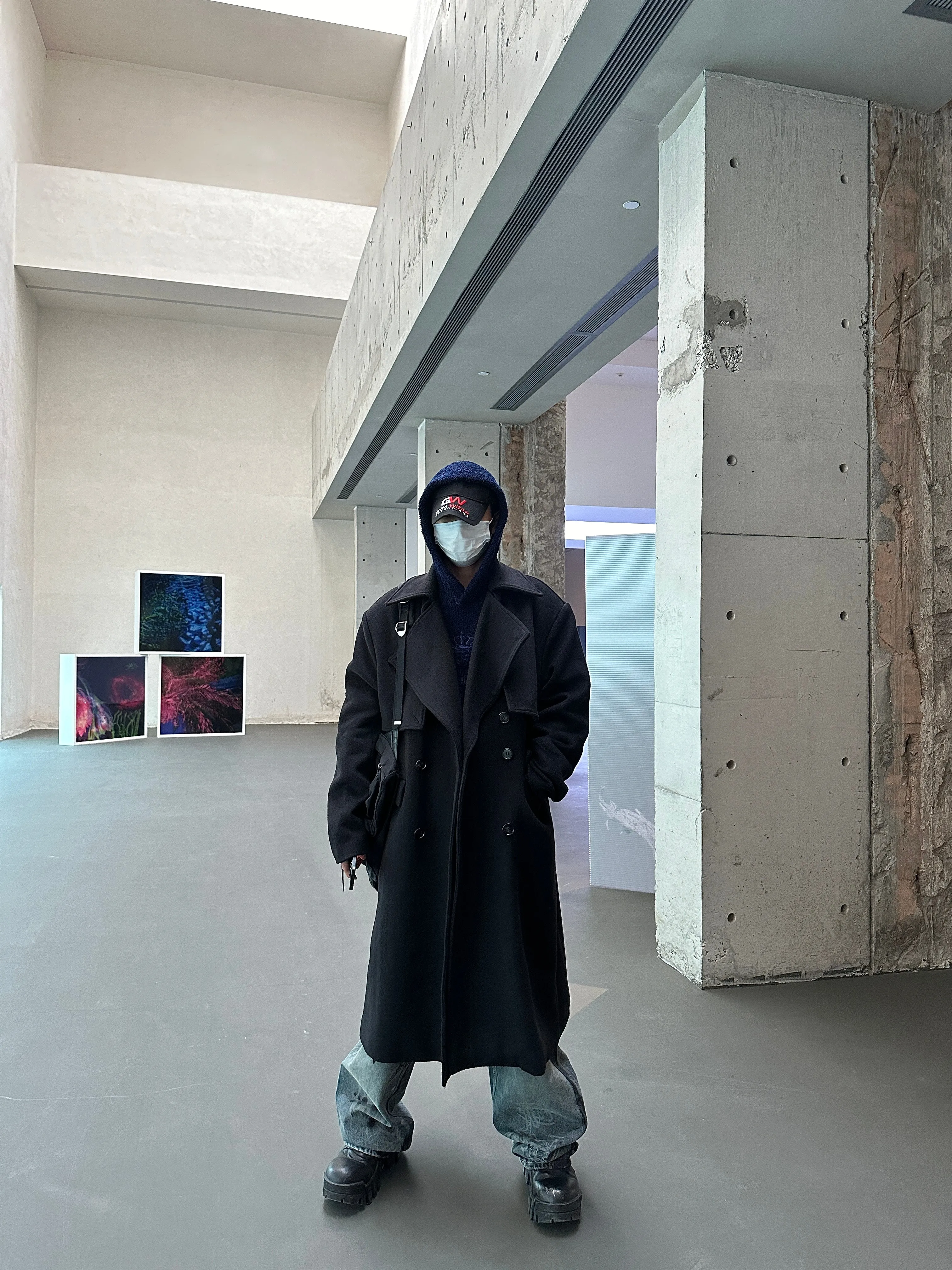 Heavyweight Wool Profile Oversized Notched Lapel Padded Shoulder Back Slit Long Thickened Woolen Coat