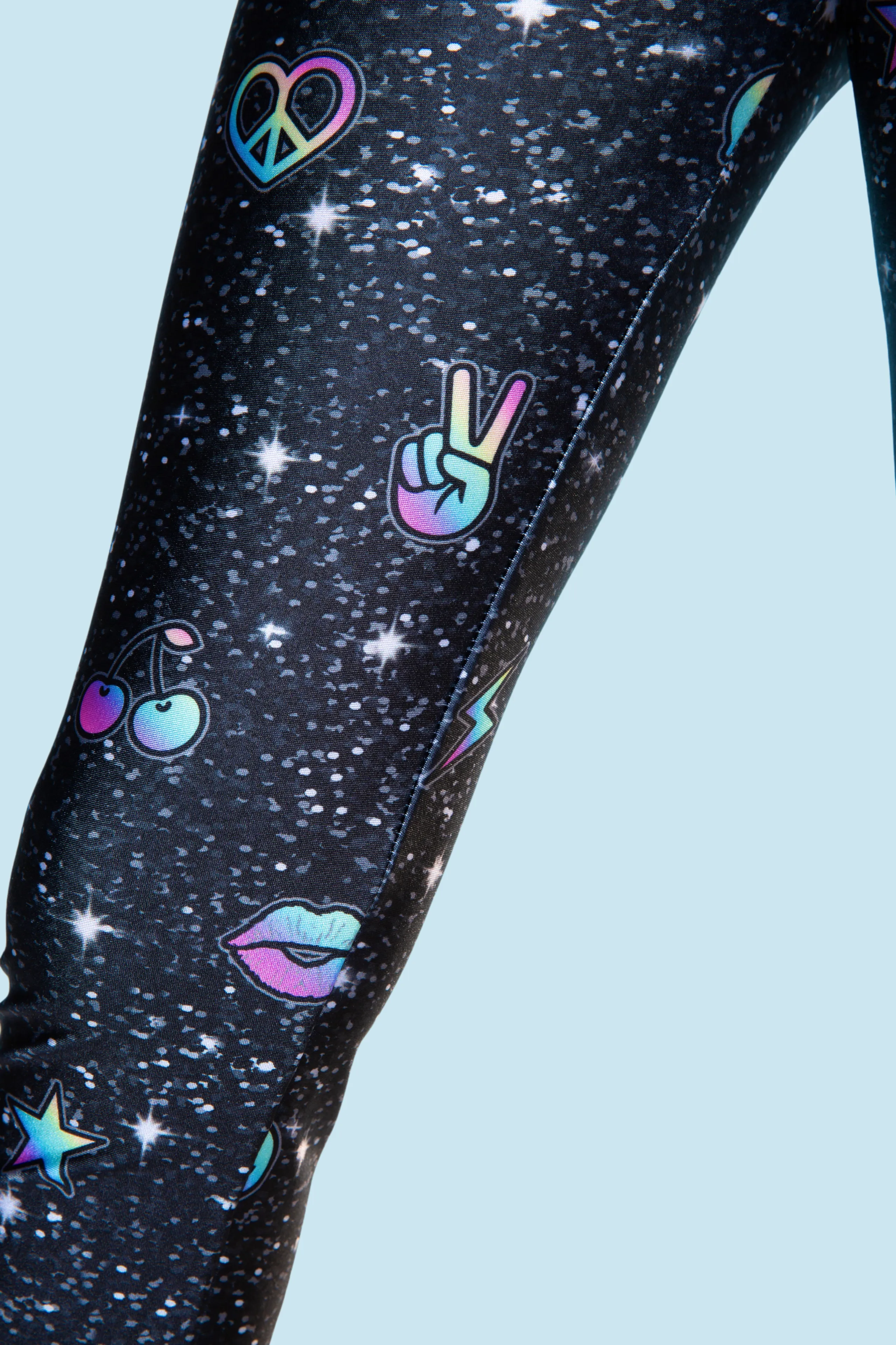 High Shine Long Legging - Black Glitter Ombre Emojis