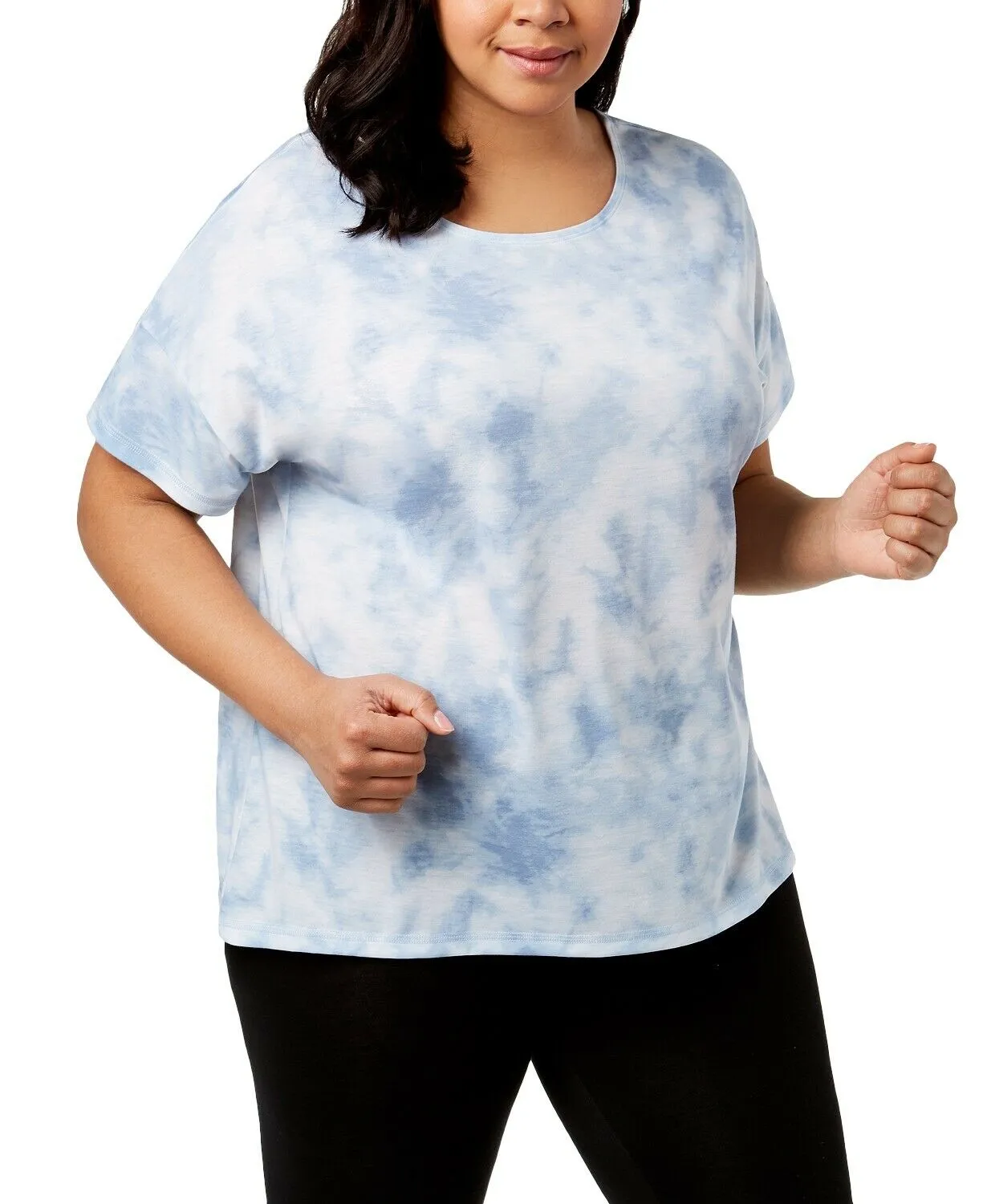 Ideology Womens Plus Size Crisscross Back Short Sleeve Top, Size 1X