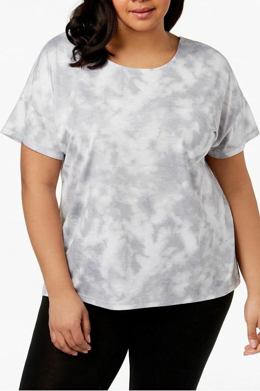 Ideology Womens Plus Size Crisscross Back Short Sleeve Top, Size 1X