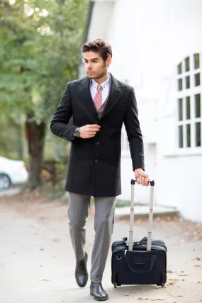 Jake Black Woolen Slim Fit Coat