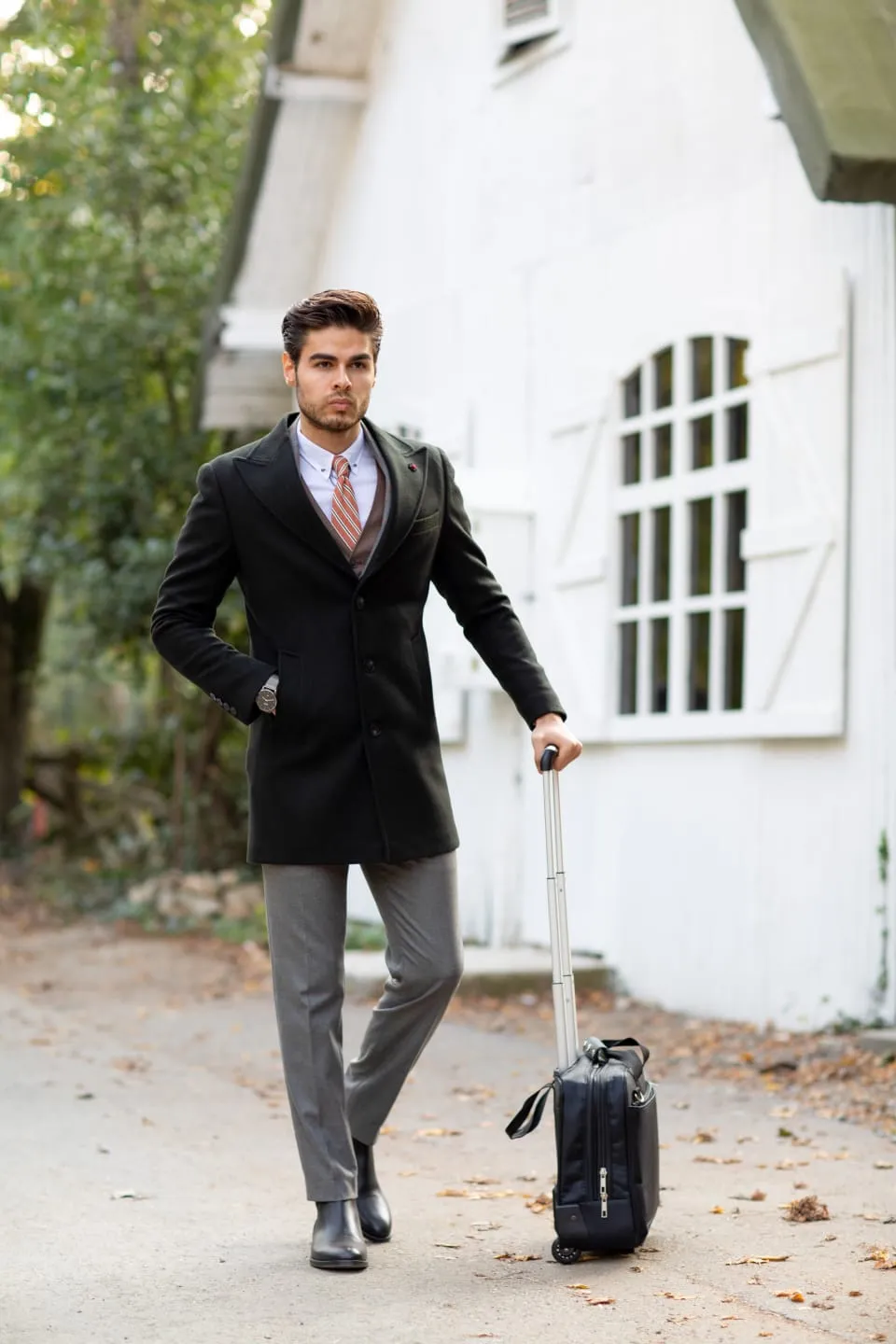 Jake Black Woolen Slim Fit Coat