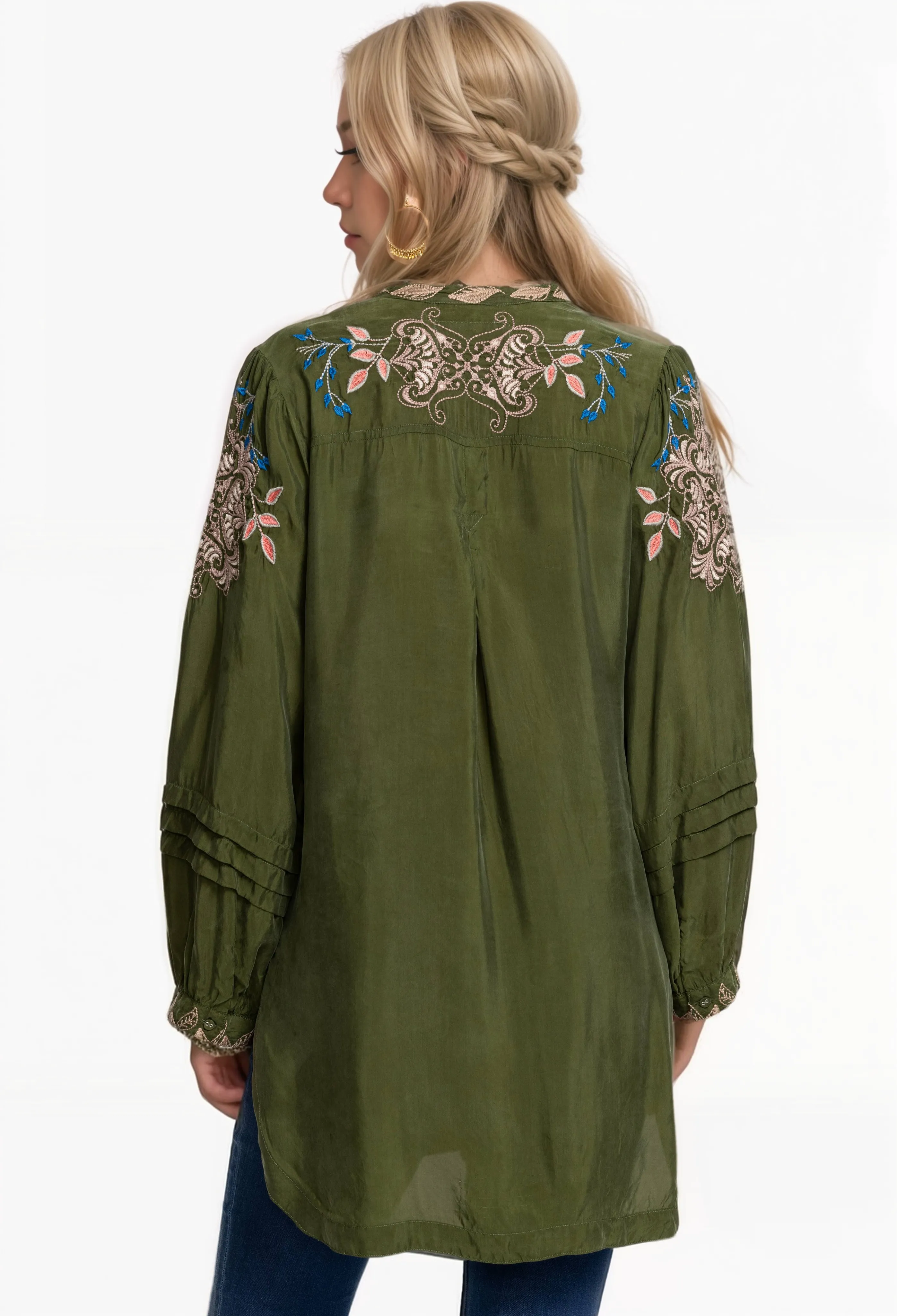 Johnny Was Biya Gila Embroidered Tunic Top B23623B8 *