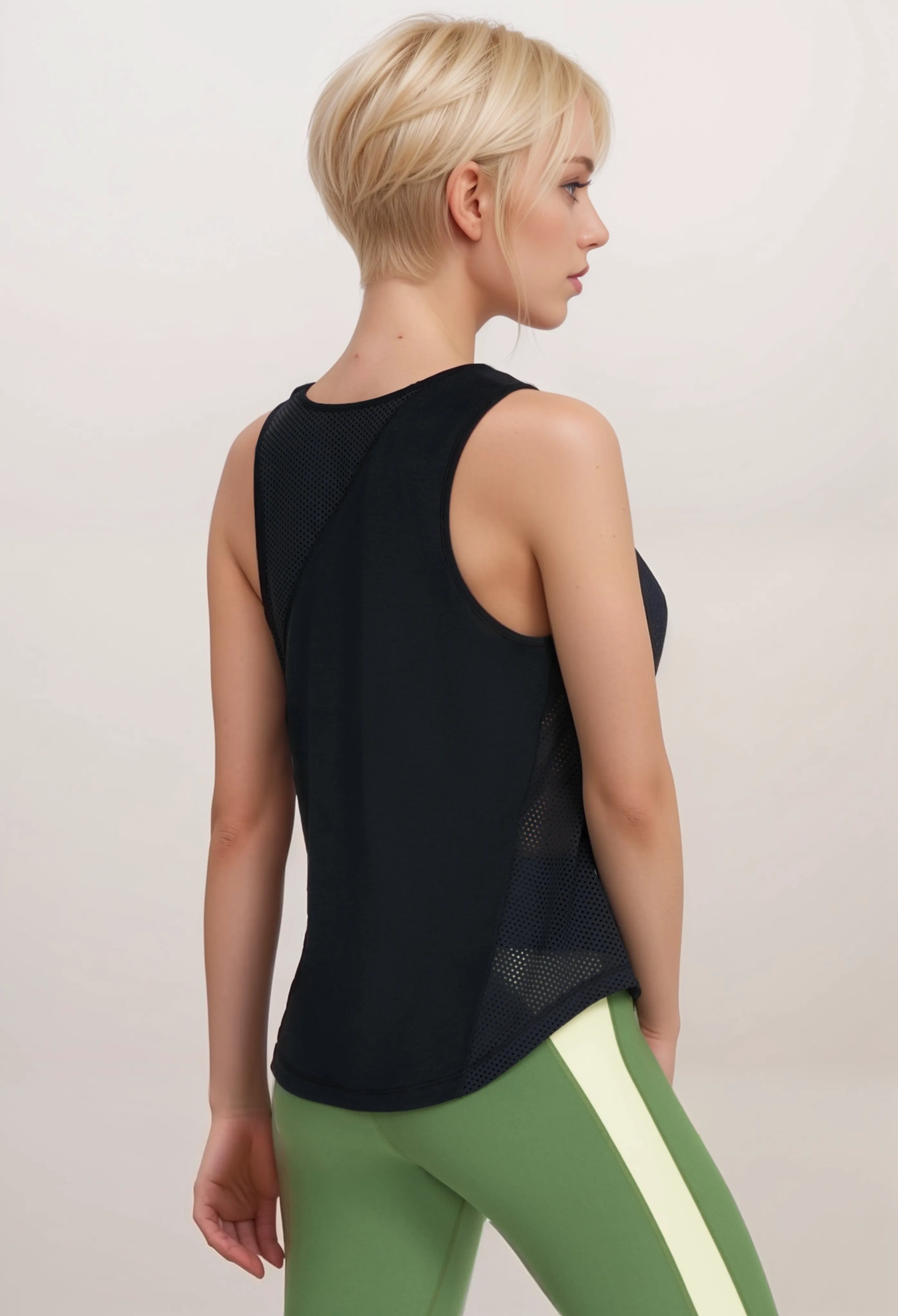 Johnny Was Calme Effect Mesh Contrast Tank O13022 Boho Chic *