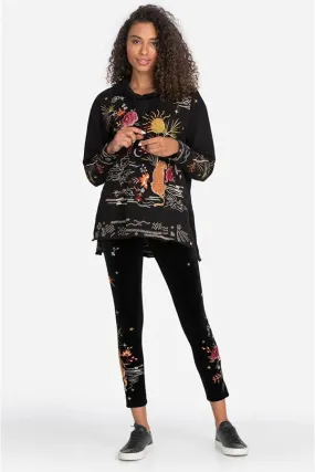 Johnny Was JWLA Black Keone Velvet Embroidered Leggings J60621