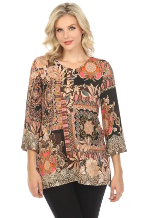 Johnny Was The Janie Favorite Button Front Tunic Top Boho Chic T22023
