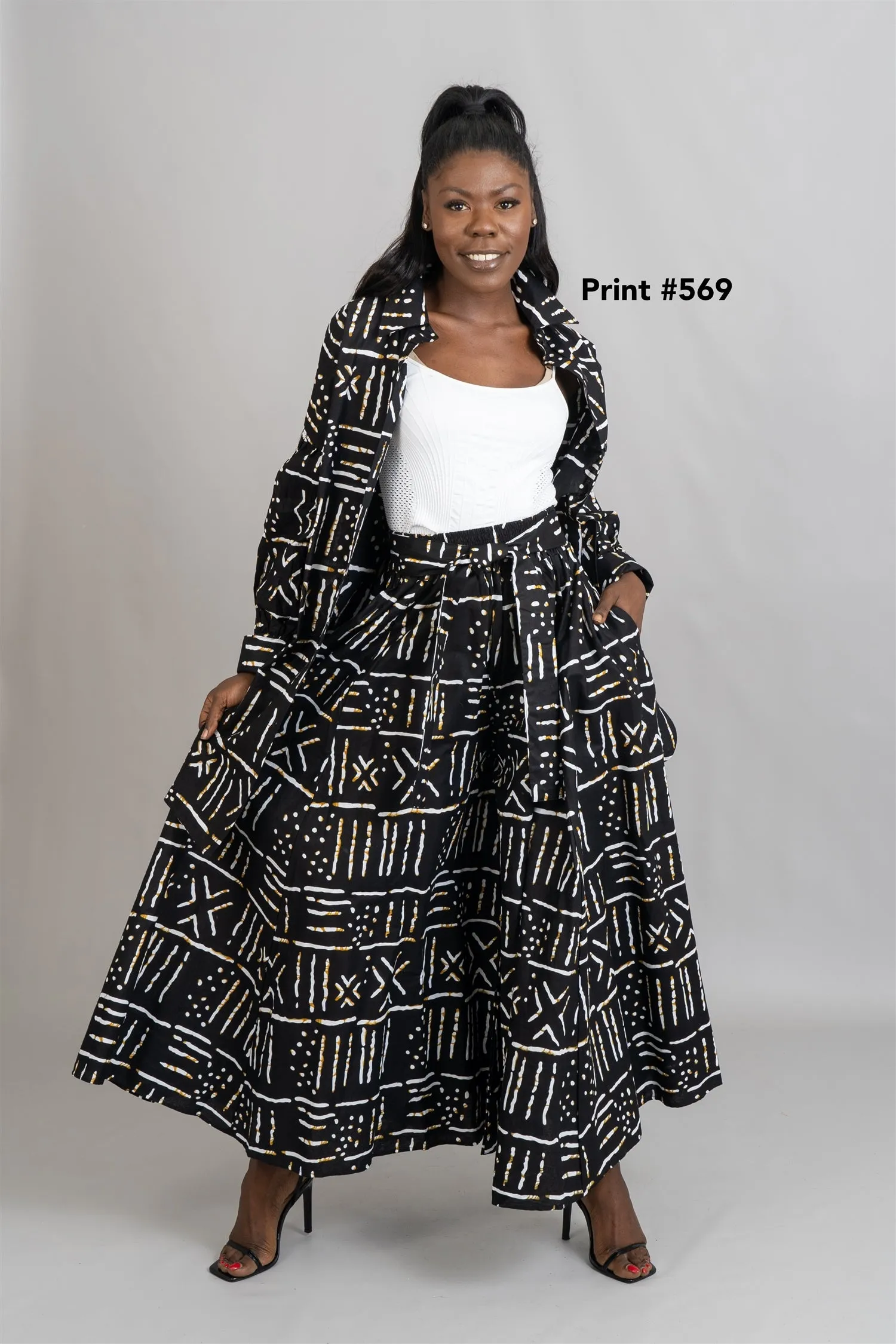 KaraChic 701NP Authentic African Print Wide Leg Pant