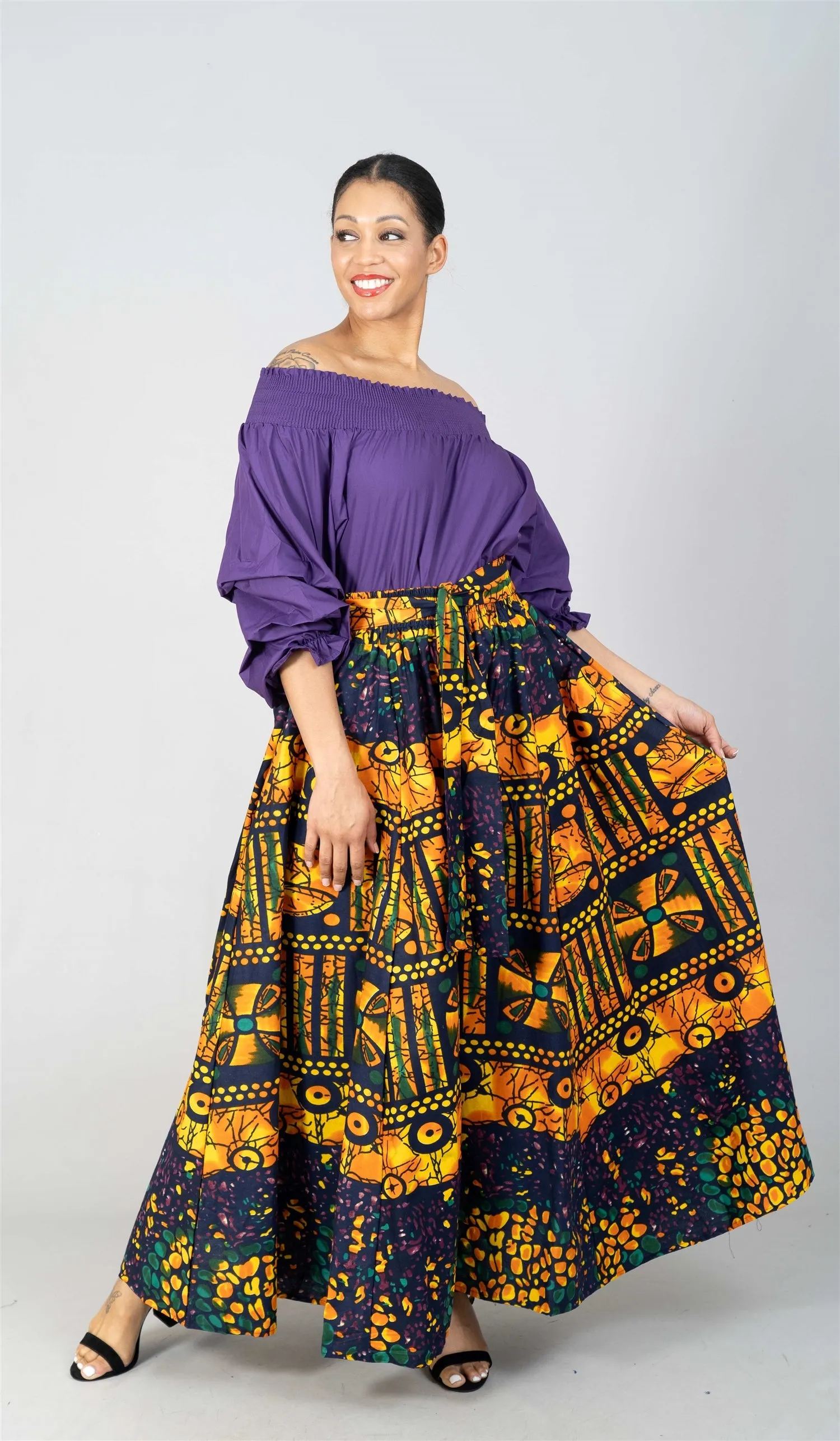 KaraChic 701NP Authentic African Print Wide Leg Pant