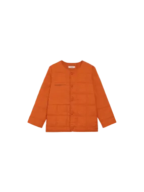 Kid’s Flower-Warmth Quilted Collarless Jacket—cinnamon orange