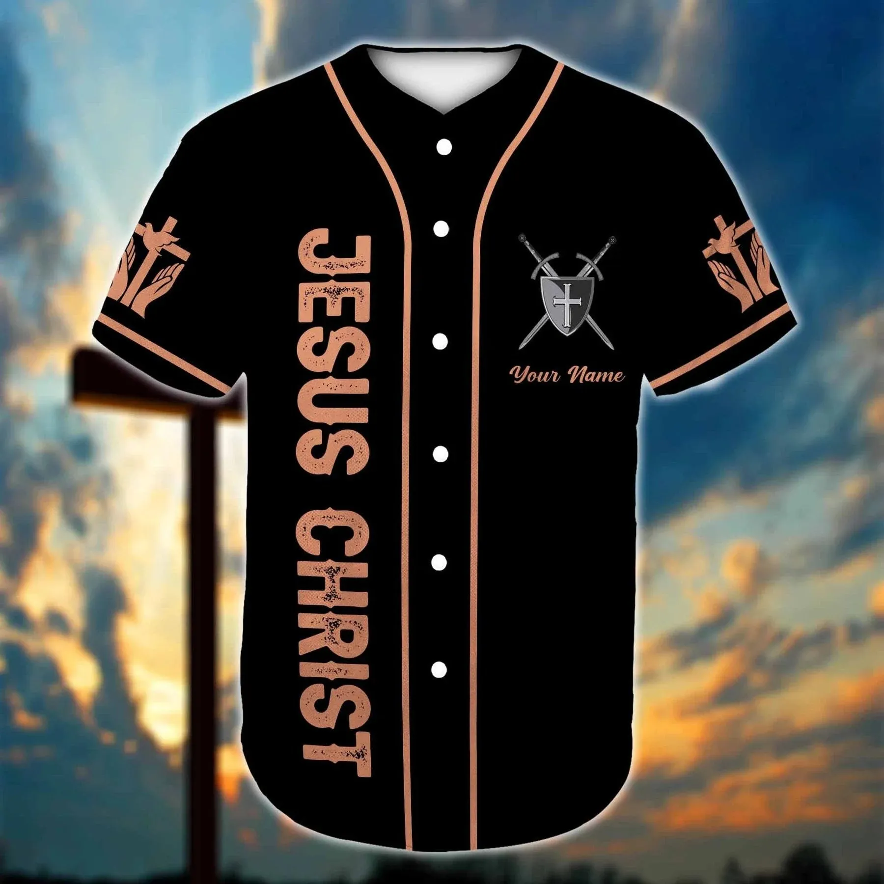 Lion Baseball Jersey - My God Custom Printed 3D Baseball Jersey Shirt For Men and Women