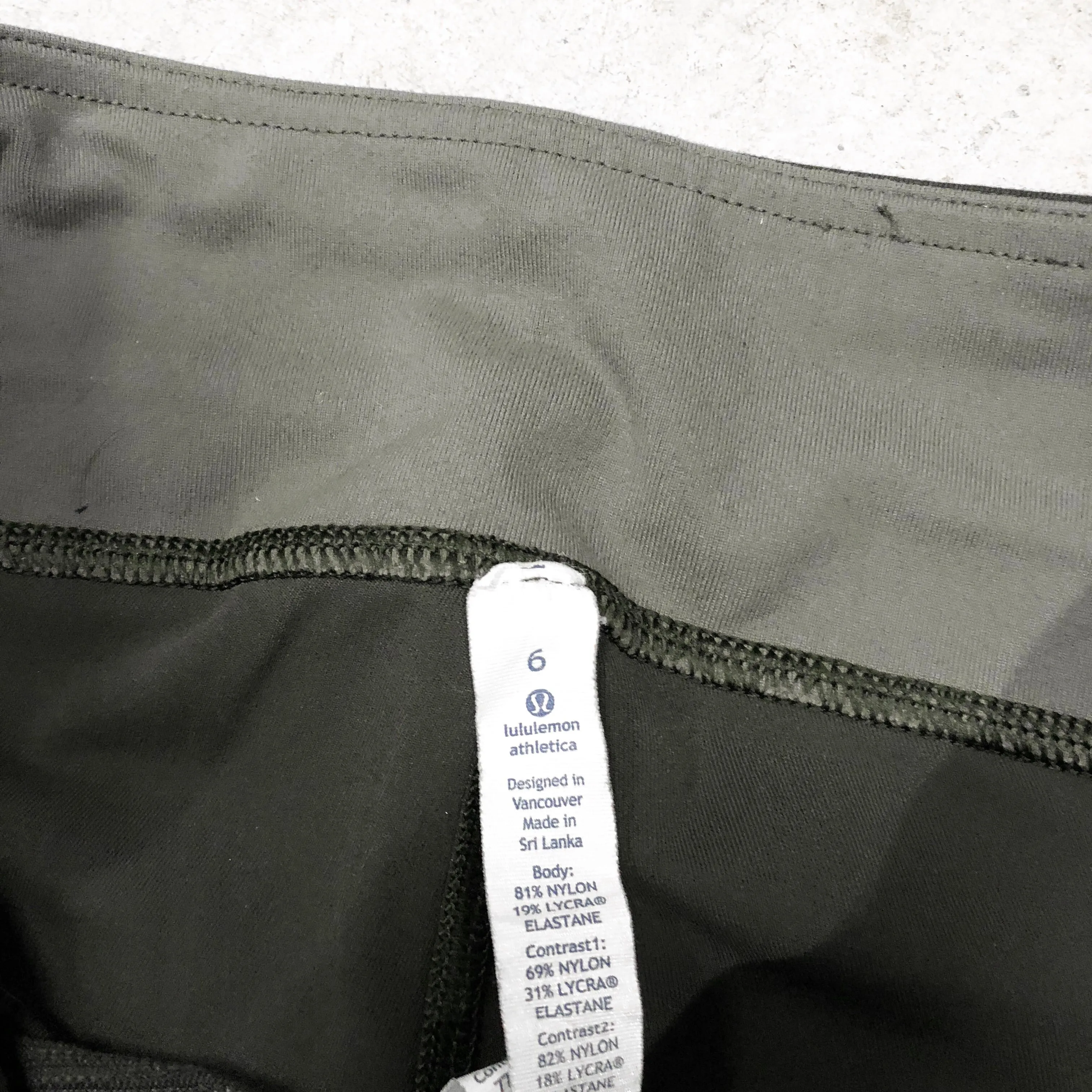 Lululemon Olive Legging - Size 6