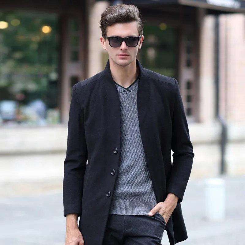 Luxury Slim Fit Thick Woollen Long Coat