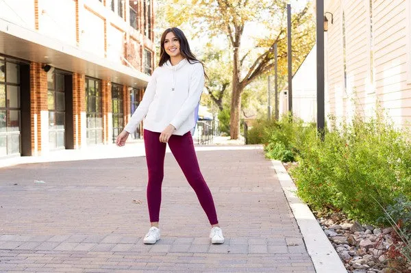 Maroon Crossover Full Length Leggings