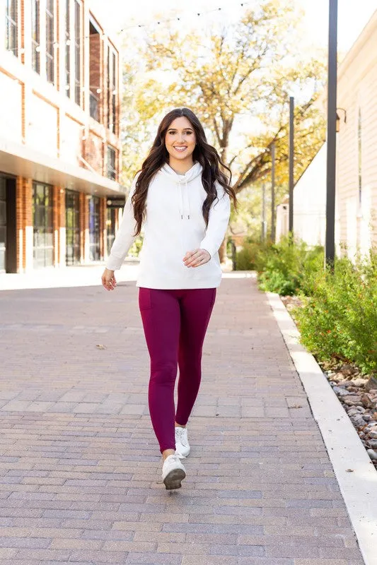 Maroon Crossover Full Length Leggings