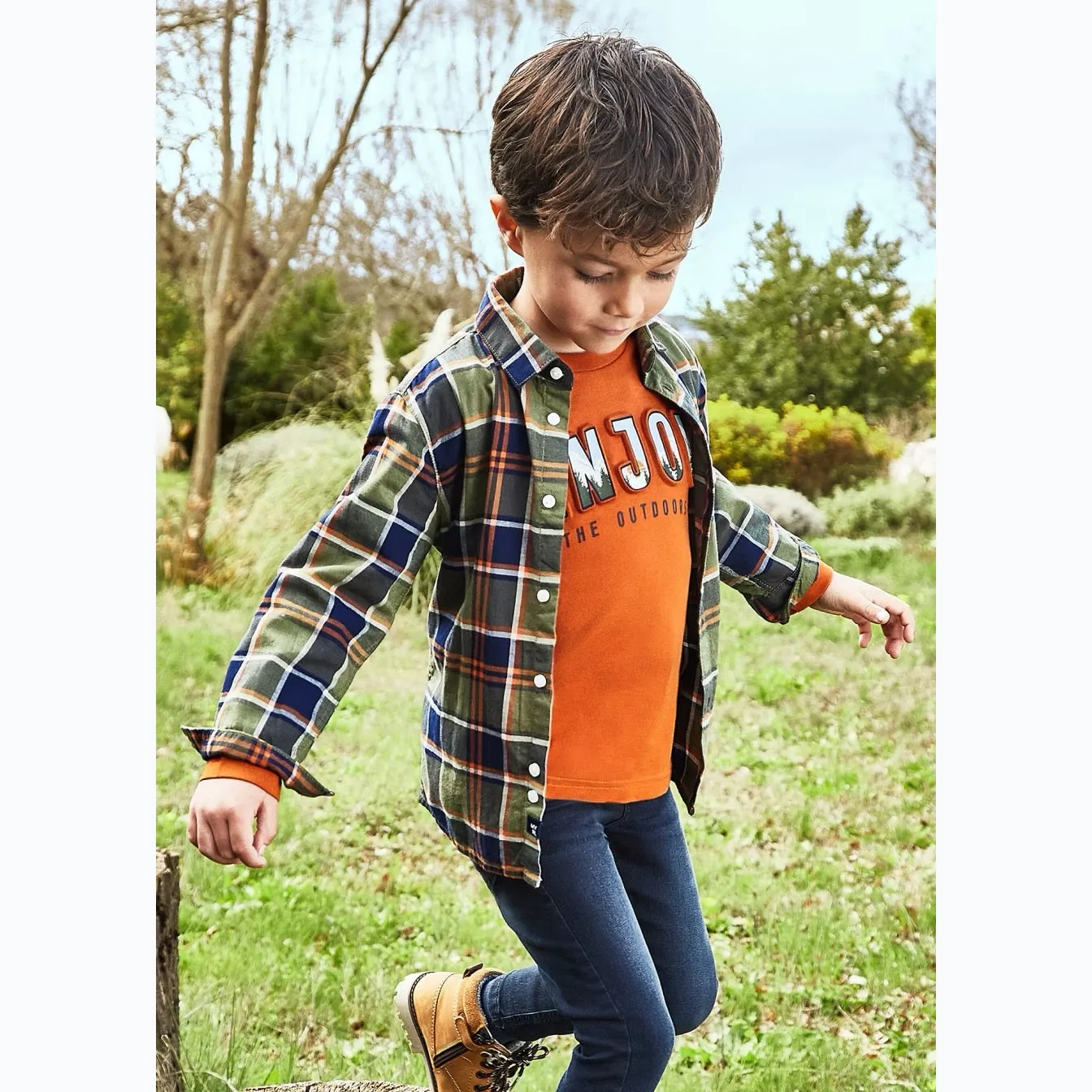 Mayoral Boys Checked Shirt 4109 Green Check