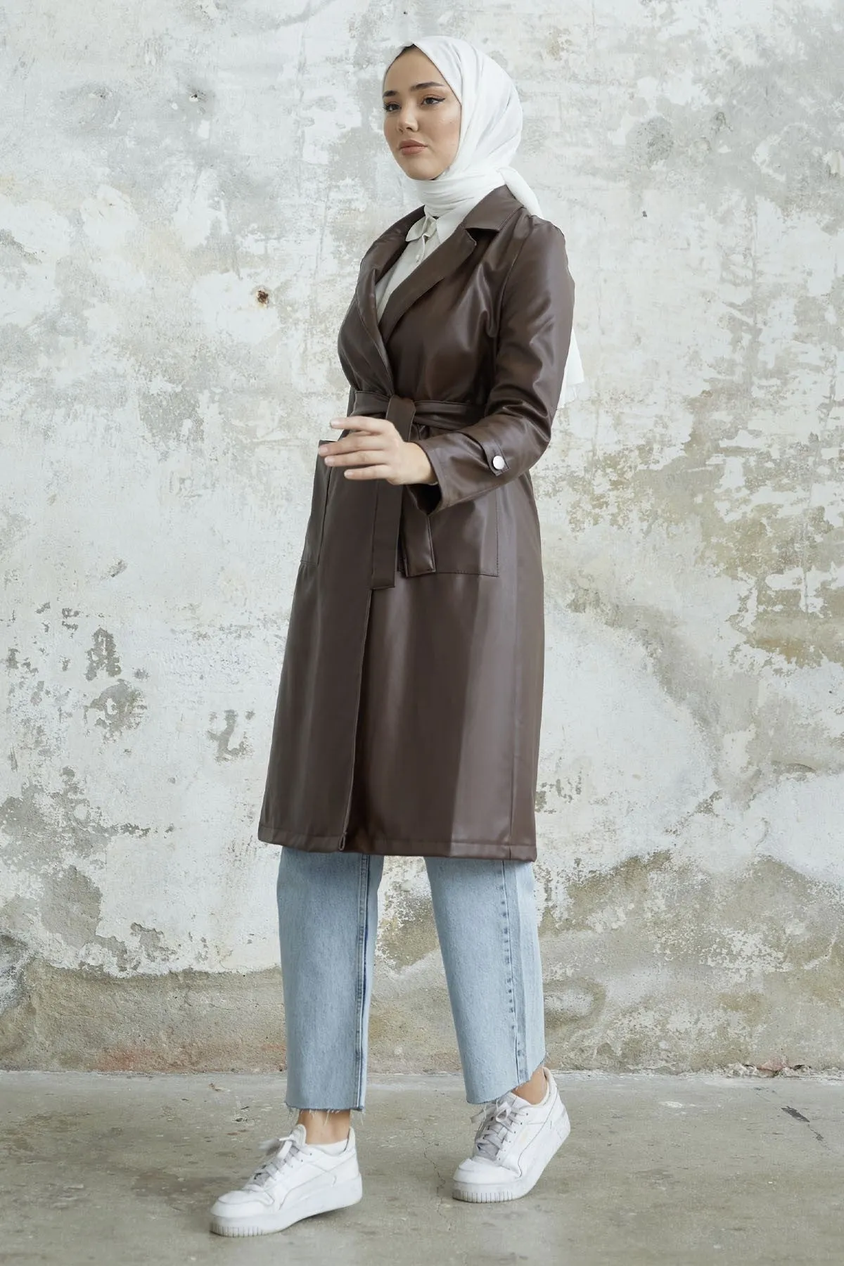 MDS Women Darina Belted Leather Trench Coat - Bitter Coffee - Autlán de Navarro