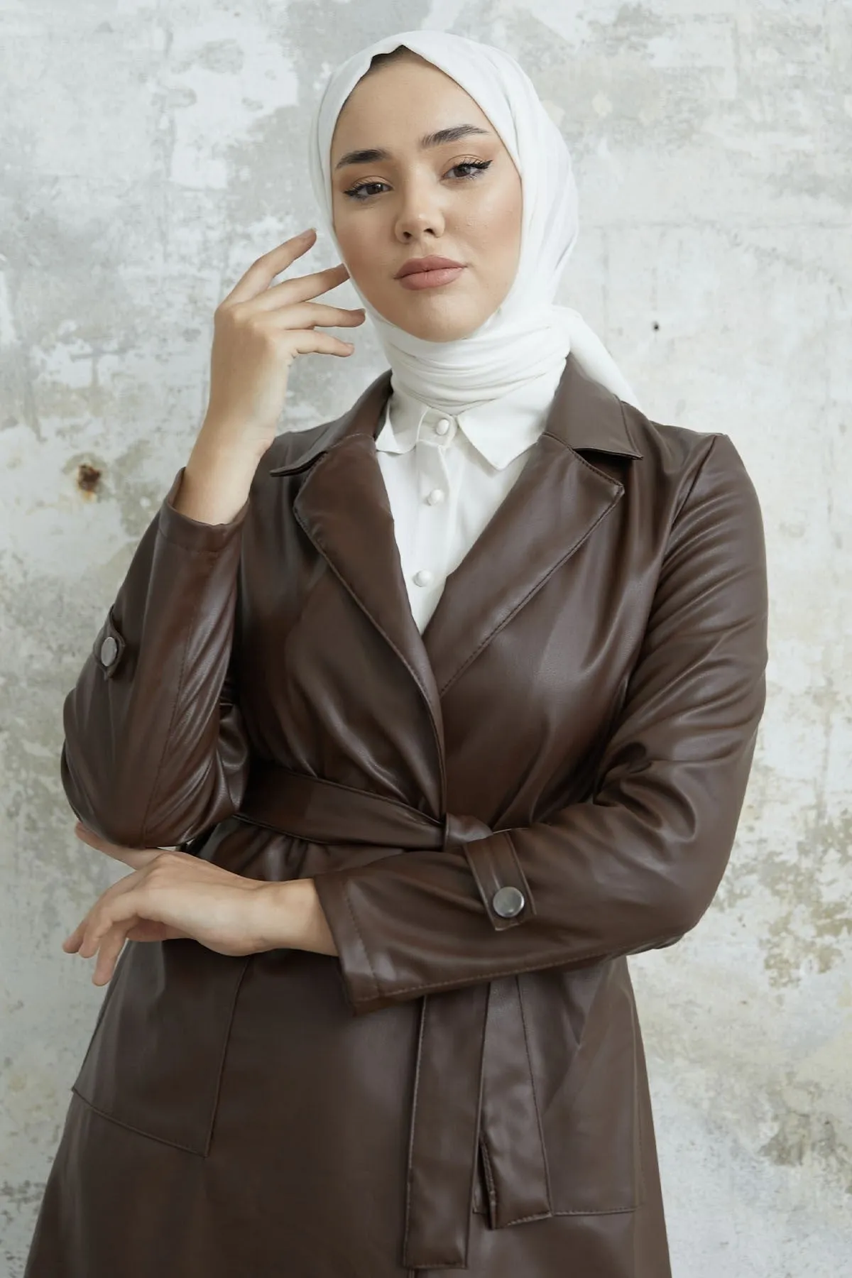 MDS Women Darina Belted Leather Trench Coat - Bitter Coffee - Autlán de Navarro