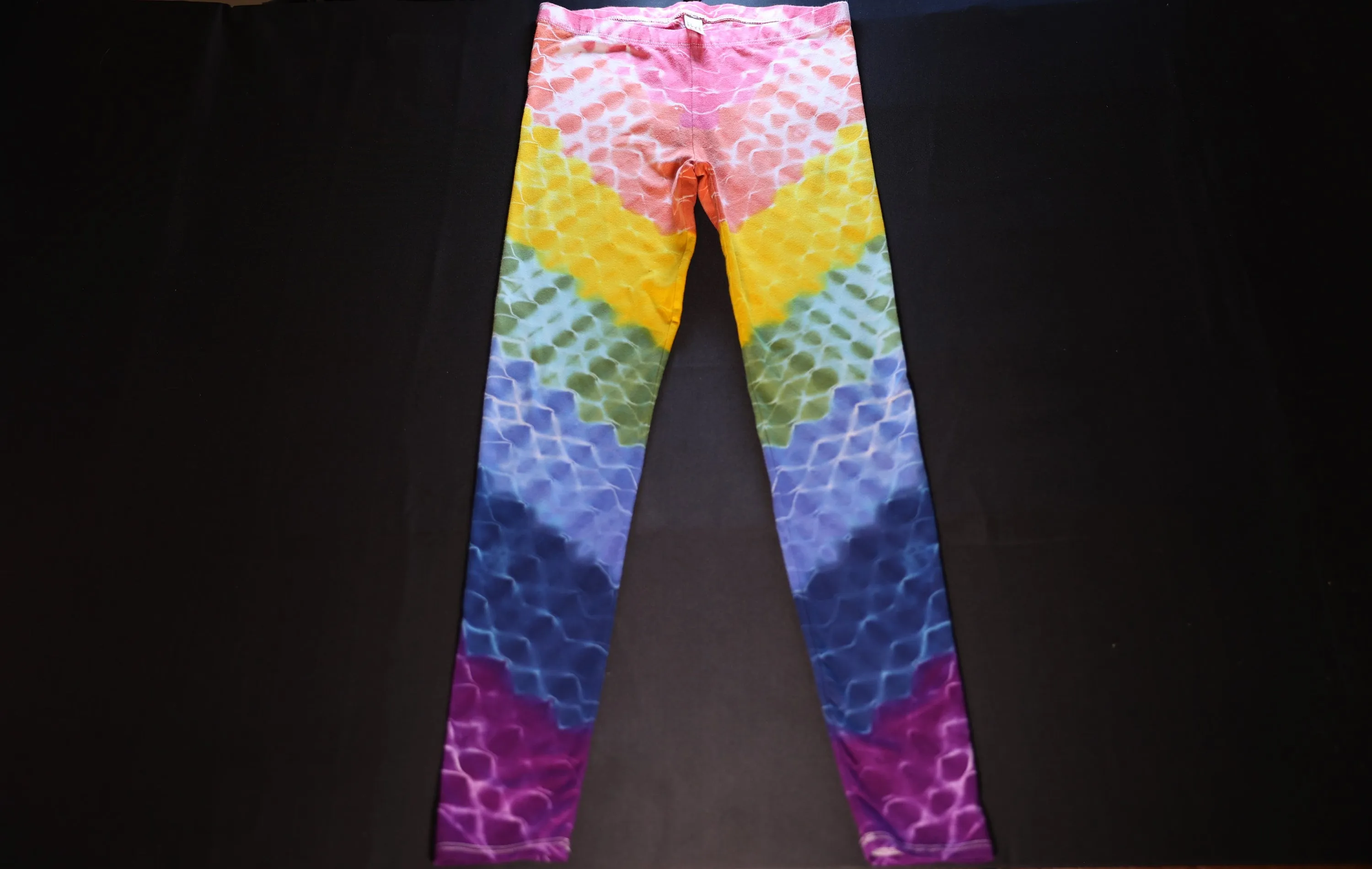 Medium Full Honeycomb Tie Dye on Royal Apparel Cotton/Spandex Leggings