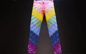 Medium Full Honeycomb Tie Dye on Royal Apparel Cotton/Spandex Leggings