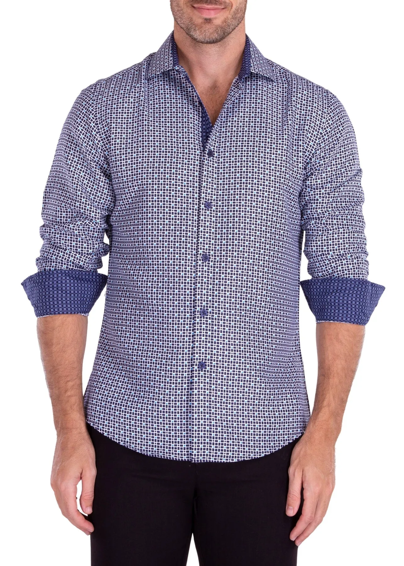 MEN'S LONG SLEEVES NAVY or WHITE DRESS SHIRT | MODERN FIT EUROPEAN DESIGN | 222301