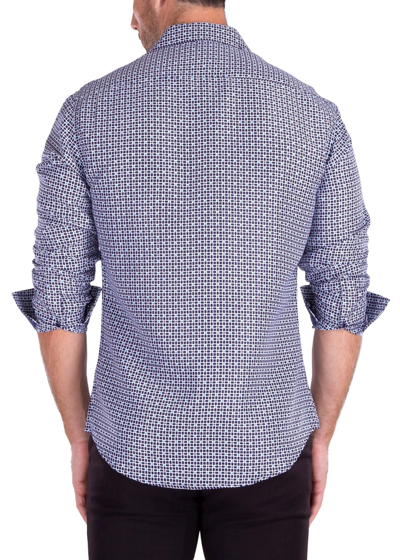 MEN'S LONG SLEEVES NAVY or WHITE DRESS SHIRT | MODERN FIT EUROPEAN DESIGN | 222301