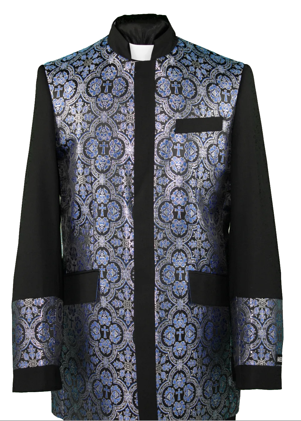 Men's Preaching Clergy Jacket Black/Royal Blue