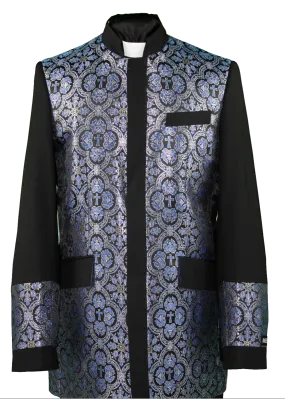 Men's Preaching Clergy Jacket Black/Royal Blue