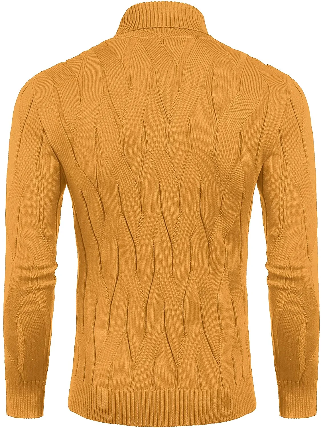 Men's Red Slim Fit Turtleneck Sweater Casual Knitted Pullover Sweater