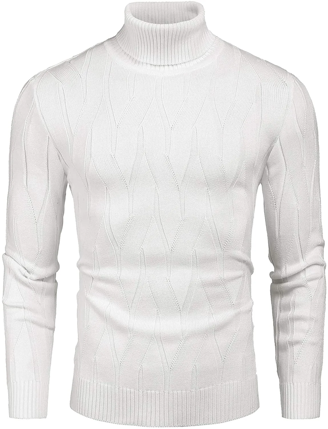 Men's Red Slim Fit Turtleneck Sweater Casual Knitted Pullover Sweater