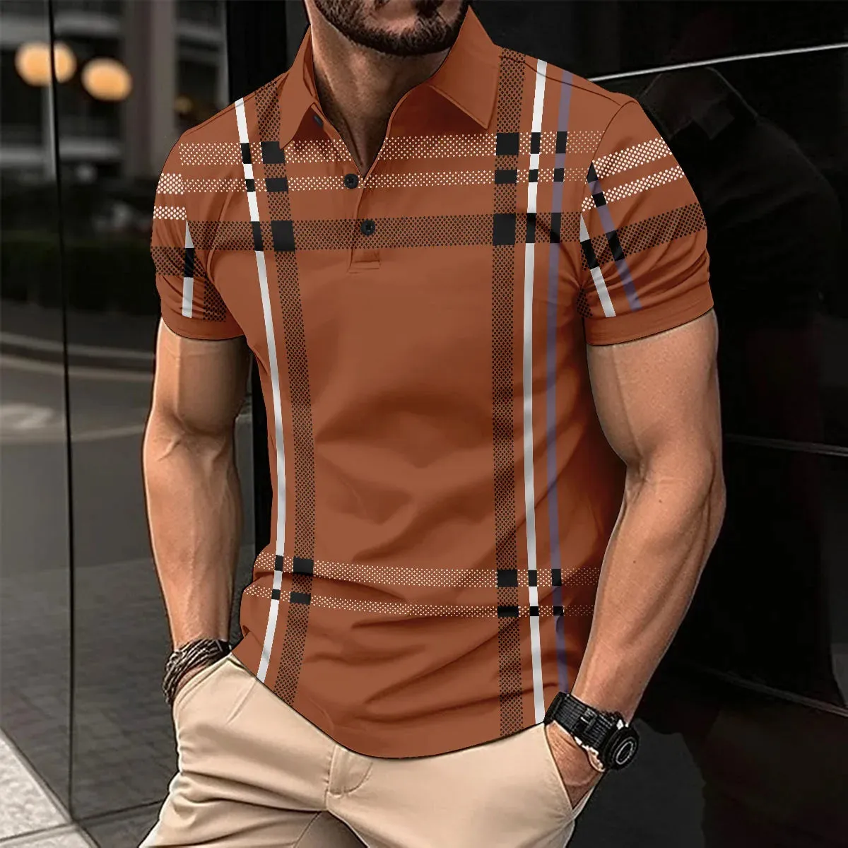 Men's Striped Polo Shirt – Slim Fit, Casual Comfort - Path Of Praise