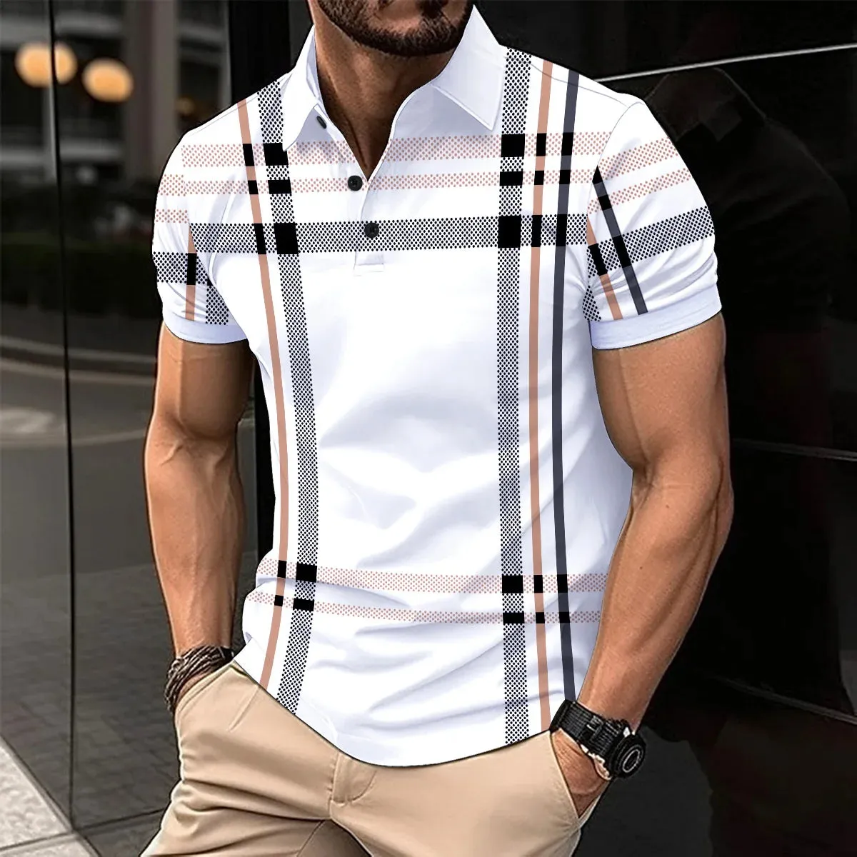 Men's Striped Polo Shirt – Slim Fit, Casual Comfort - Path Of Praise