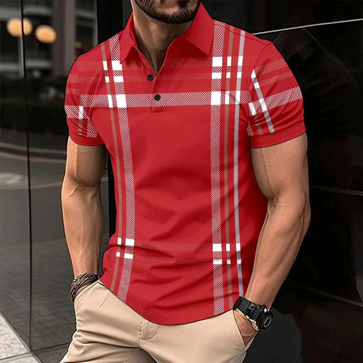 Men's Striped Polo Shirt – Slim Fit, Casual Comfort - Path Of Praise