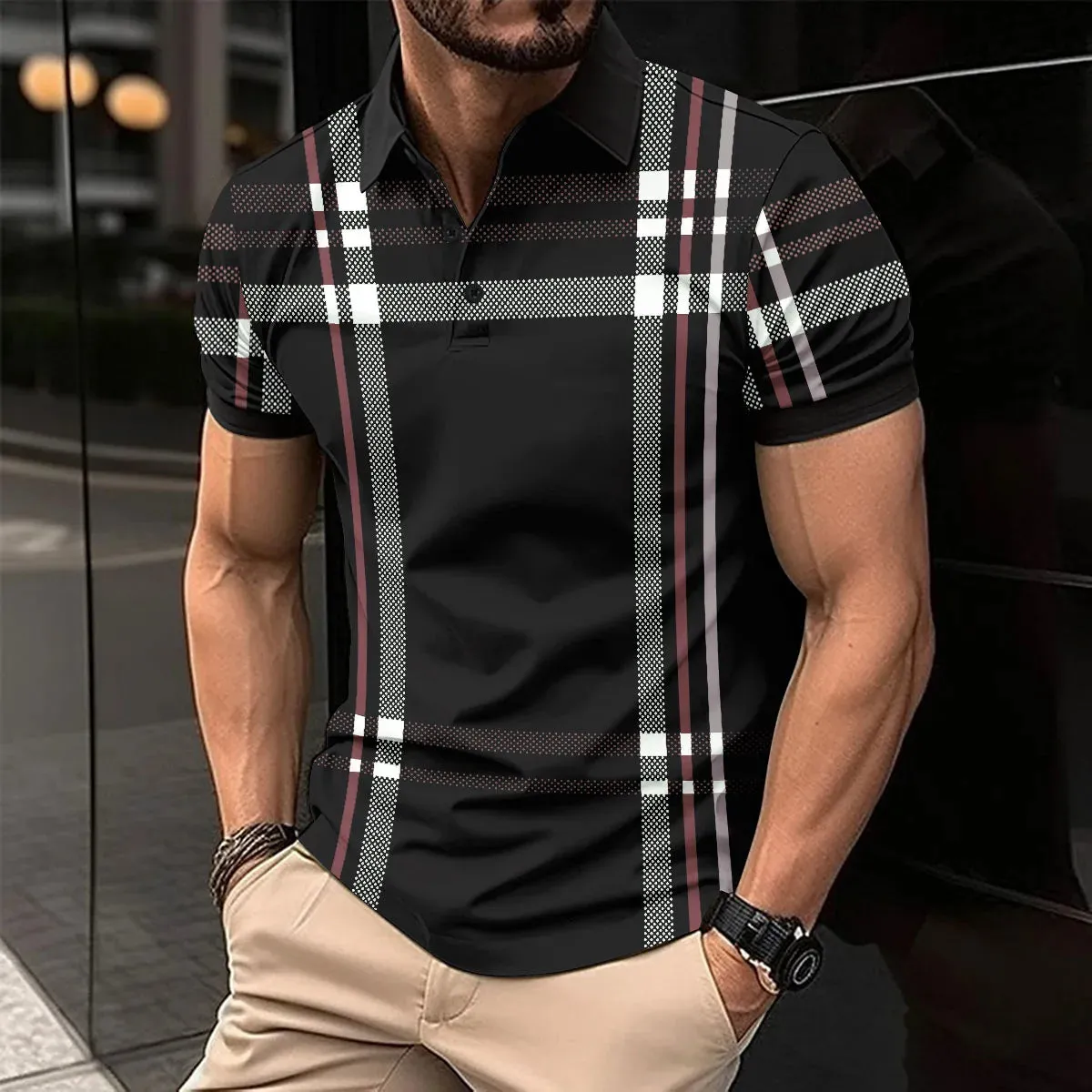 Men's Striped Polo Shirt – Slim Fit, Casual Comfort - Path Of Praise