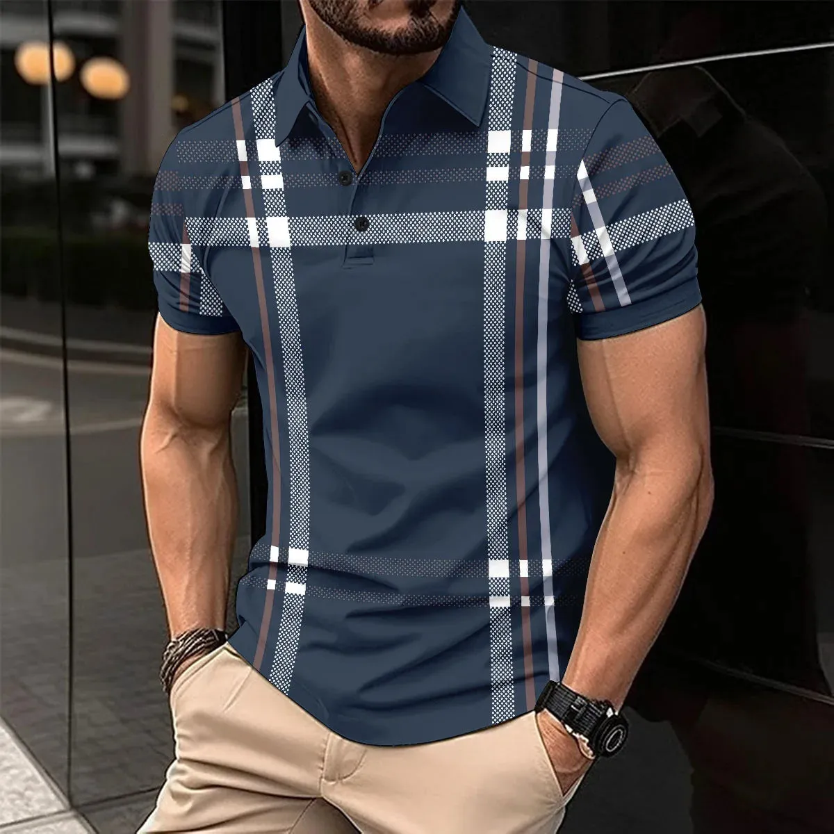 Men's Striped Polo Shirt – Slim Fit, Casual Comfort - Path Of Praise