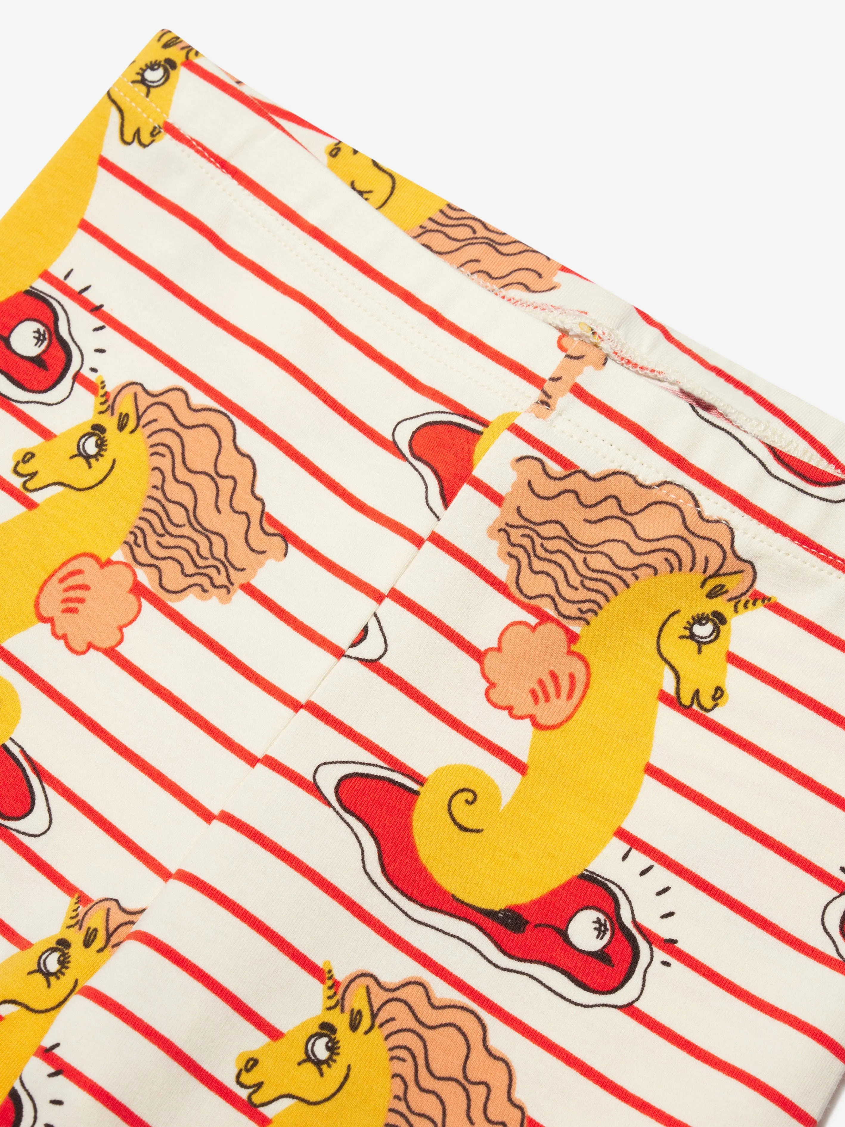 Mini Rodini Girls Unicorn Seahorse Leggings in Red