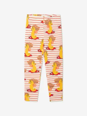 Mini Rodini Girls Unicorn Seahorse Leggings in Red