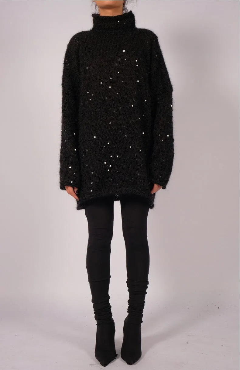 Mohair Turtleneck with Sequins
