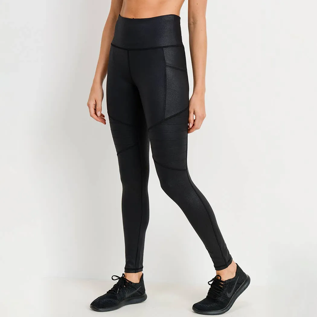 Mono B RED - Highwaist Foil Moto Leggings