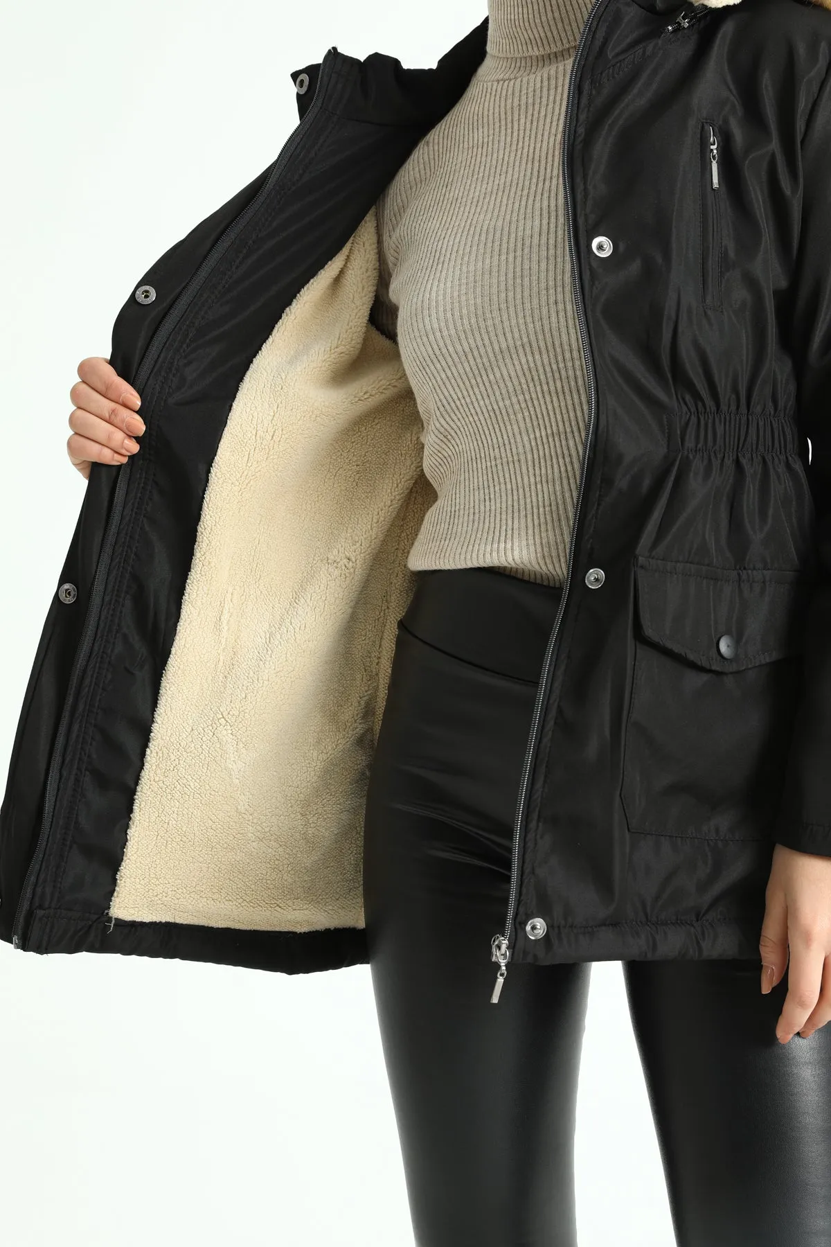 MPL Women's Regular Fit Lined Hooded Comfortable Jacket with Elastic Waist and Many Pockets 60073 - Tonalá