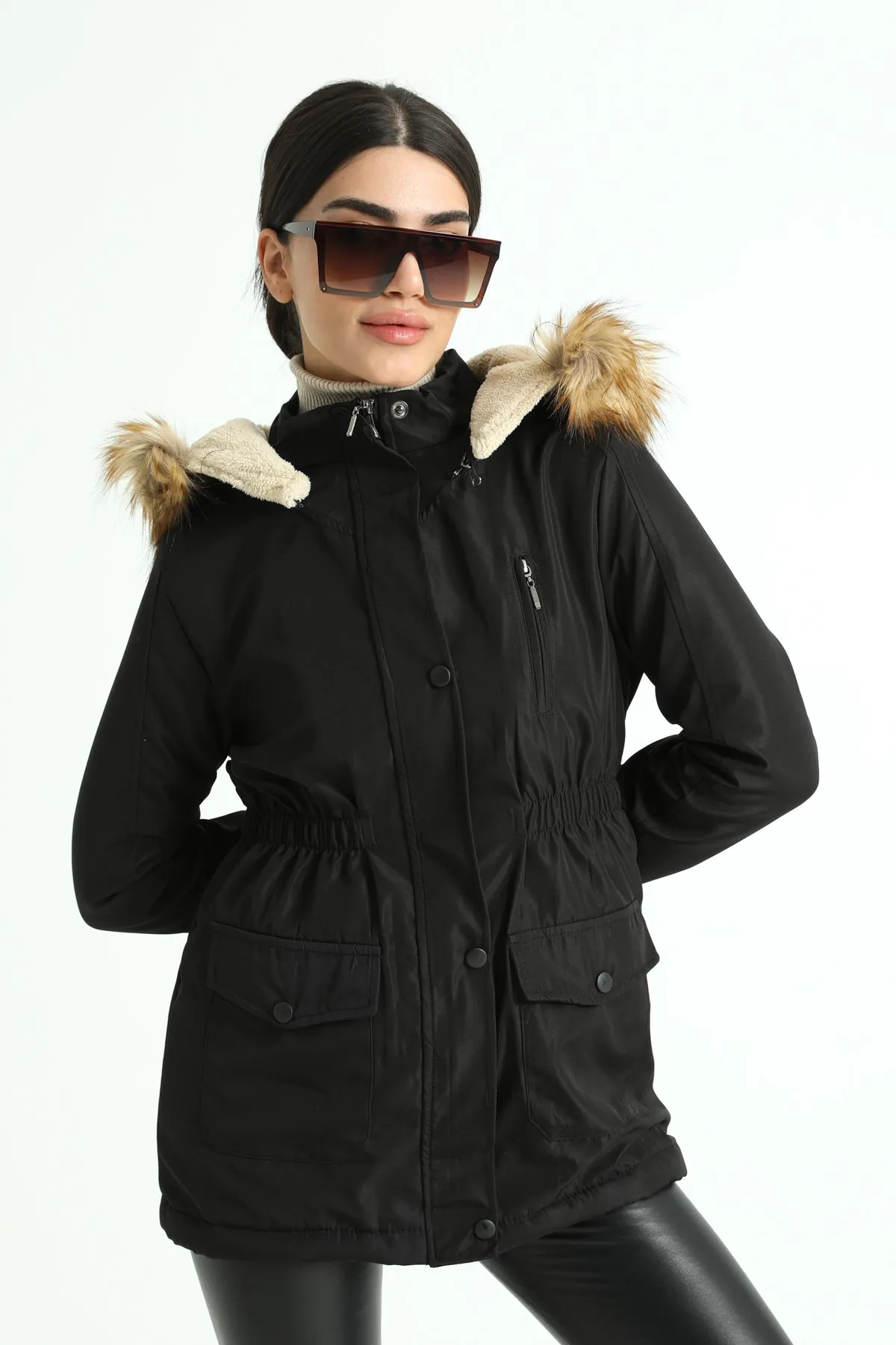 MPL Women's Regular Fit Lined Hooded Comfortable Jacket with Elastic Waist and Many Pockets 60073 - Tonalá
